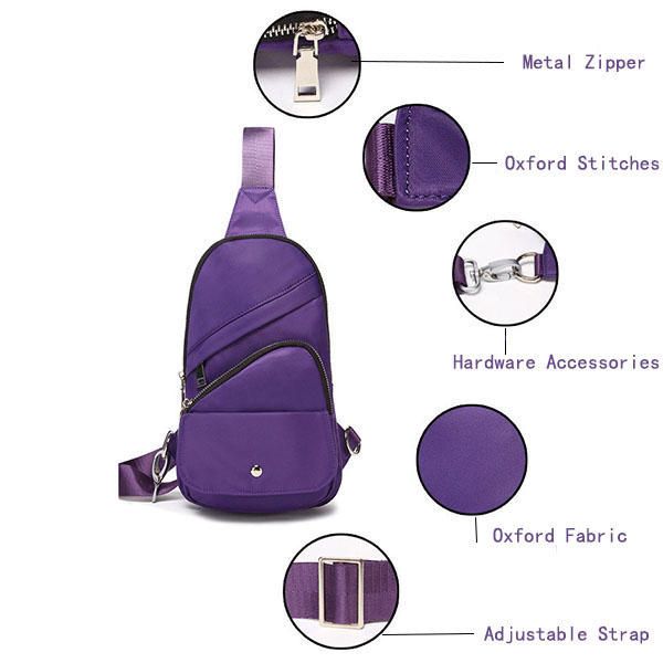 Mujeres Nylon Impermeable Deporte Viaje Al Aire Libre Bolso Bandolera Bolsa De Pecho