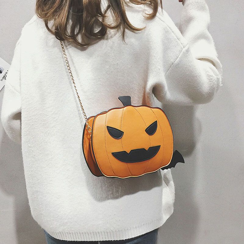 Mujeres Patchwork Cadenas Bolso De Calabaza De Halloween Bolso Bandolera