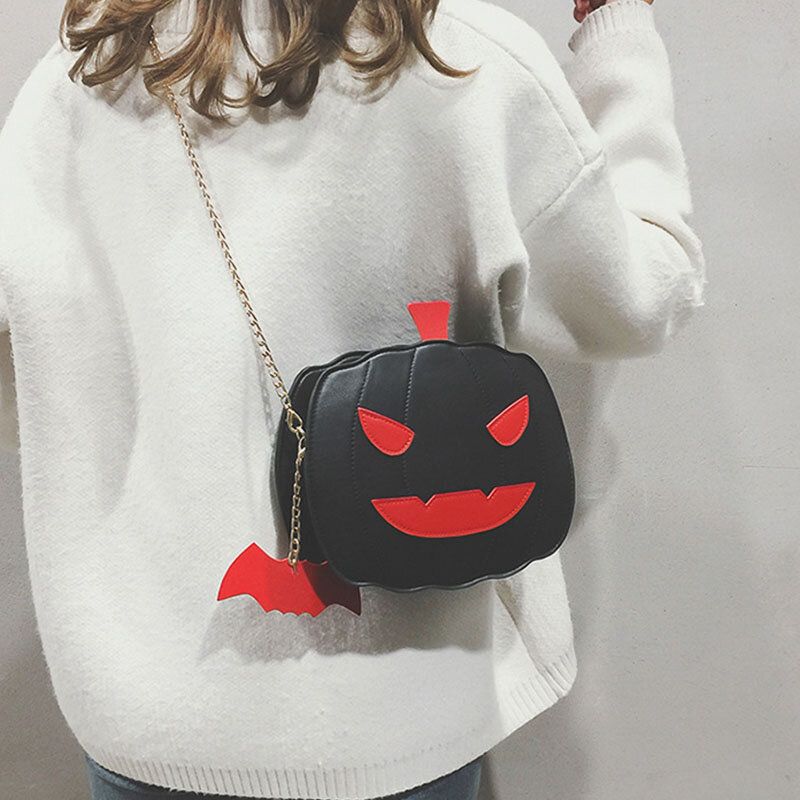 Mujeres Patchwork Cadenas Bolso De Calabaza De Halloween Bolso Bandolera