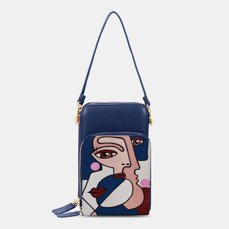 Mujeres Pu Cuero Abstracto Figura De Palo Patrón 6.5 Pulgadas Bolsa De Teléfono Multicapas Bandolera Bandolera