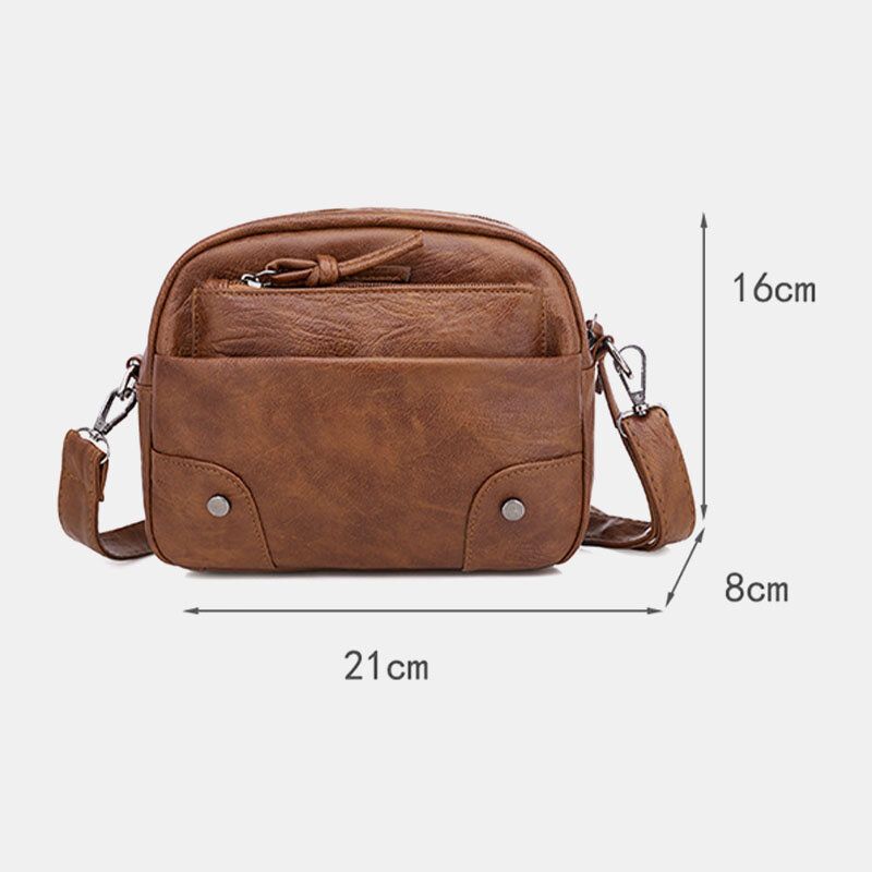 Mujeres Pu Cuero Multibolsillos Moda Retro 6.3 Pulgadas Bolsa De Teléfono Suave Bandolera Bandolera