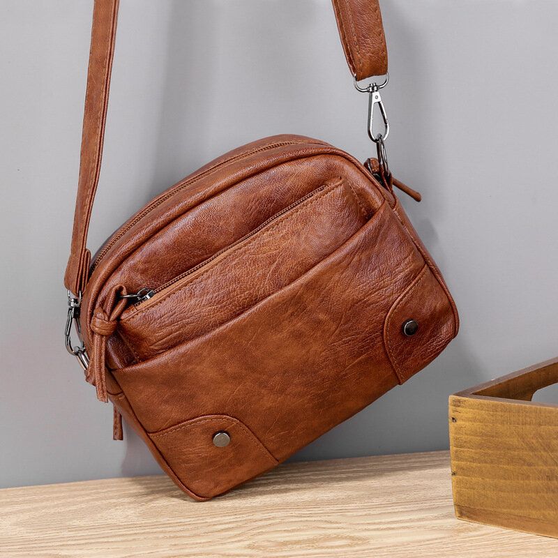 Mujeres Pu Cuero Multibolsillos Moda Retro 6.3 Pulgadas Bolsa De Teléfono Suave Bandolera Bandolera