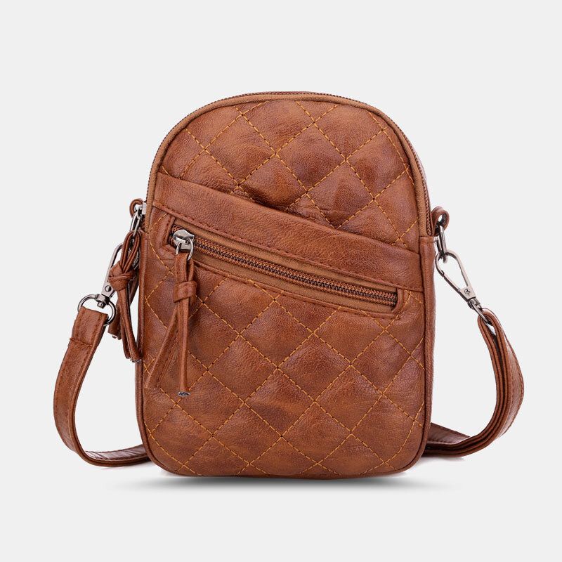 Mujeres Pu Cuero Patrón Argyle Auricular Agujero Casual 6.3 Pulgadas Bolso Para Teléfono Bolsos Bandolera Bolso Bandolera