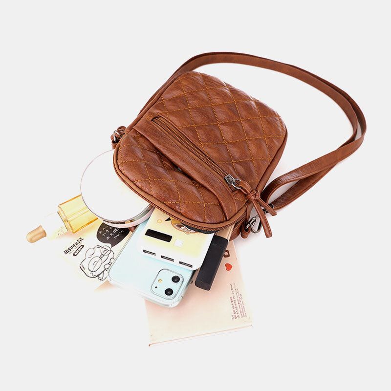 Mujeres Pu Cuero Patrón Argyle Auricular Agujero Casual 6.3 Pulgadas Bolso Para Teléfono Bolsos Bandolera Bolso Bandolera