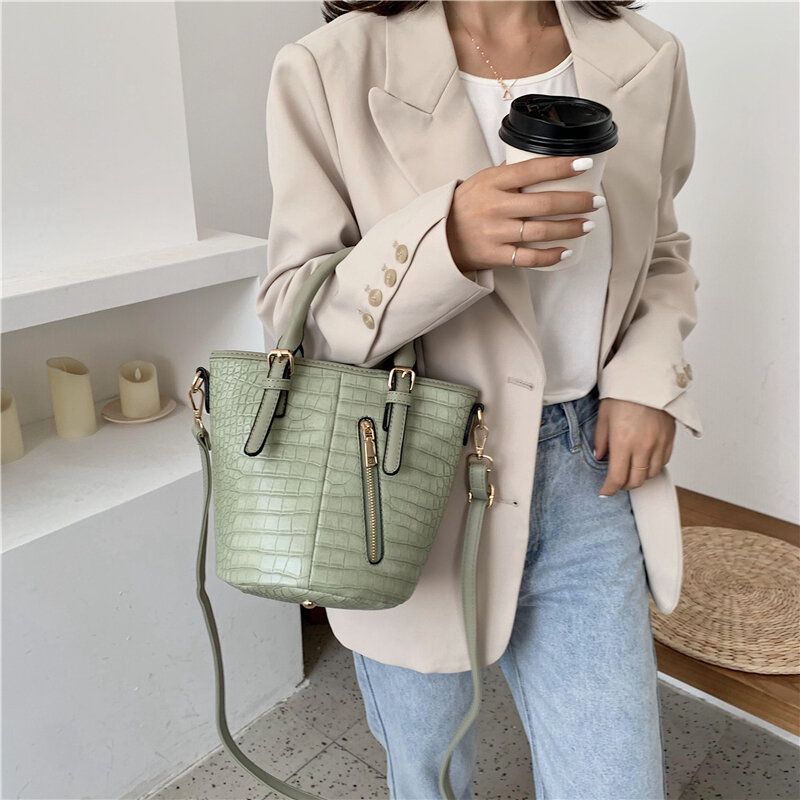 Mujeres Pu Cuero Patrón De Cocodrilo Costura Casual Moda Bolso Bandolera