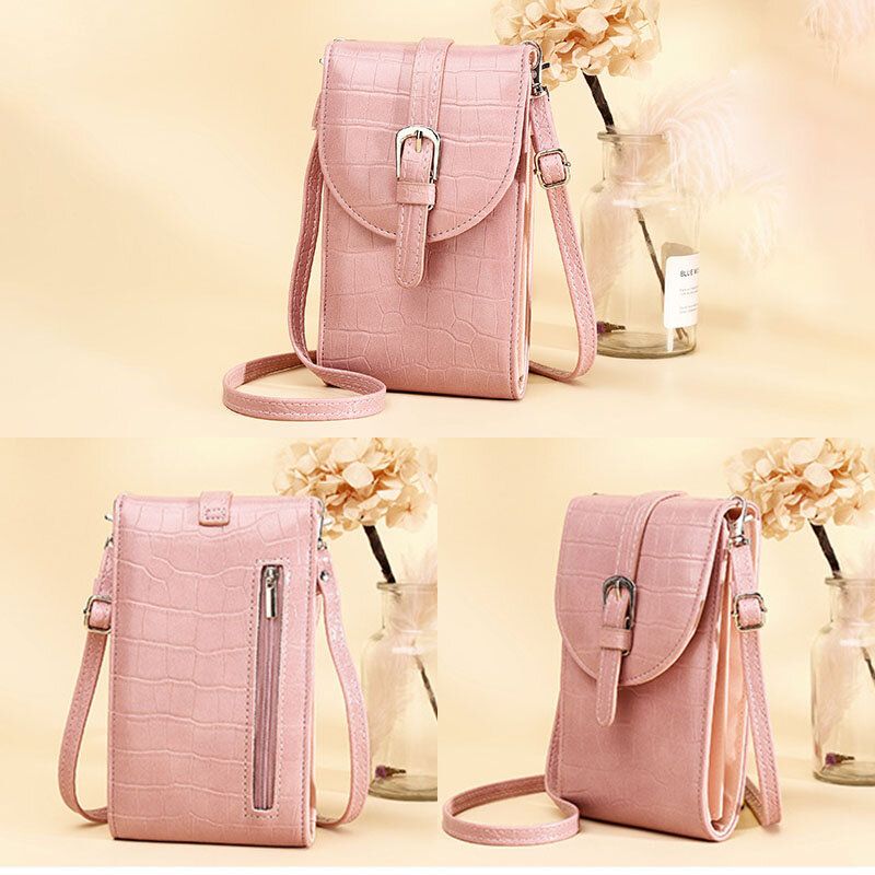 Mujeres Pu Cuero Patrón De Cocodrilo Gran Capacidad Casual 6.3 Pulgadas Bolso Para Teléfono Bolsos Cruzados Bolso Bandolera