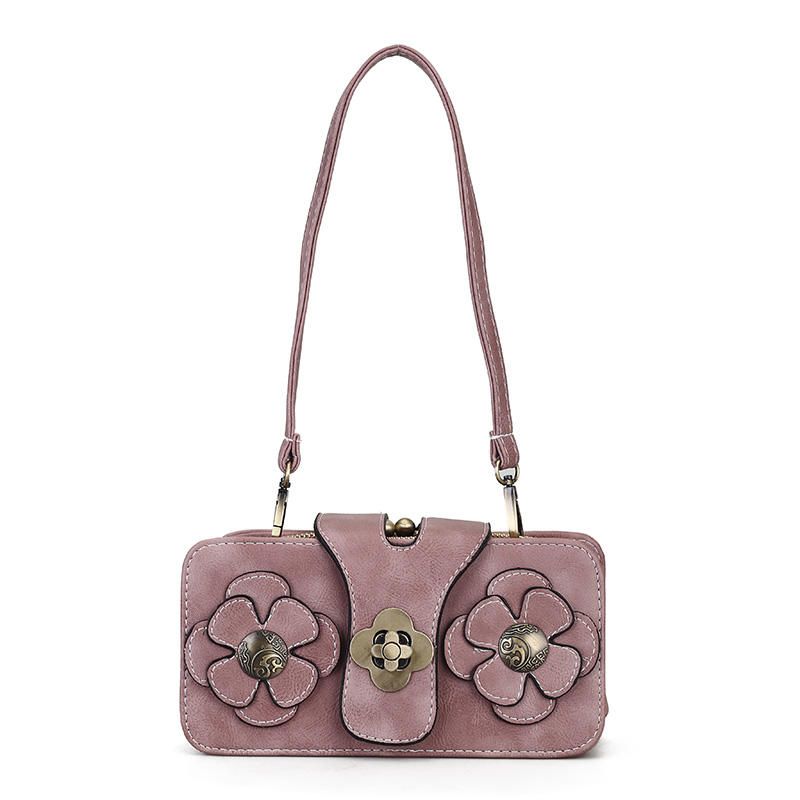 Mujeres Retro Pu Cuero Cierre Con Cremallera Bolso Rectangular Monedero Monedero Bolso Para Teléfono