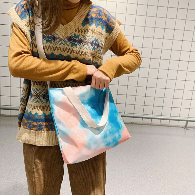 Mujeres Tie-dye Ombre Bolso De Gran Capacidad Bolso Bandolera Bolso Bandolera