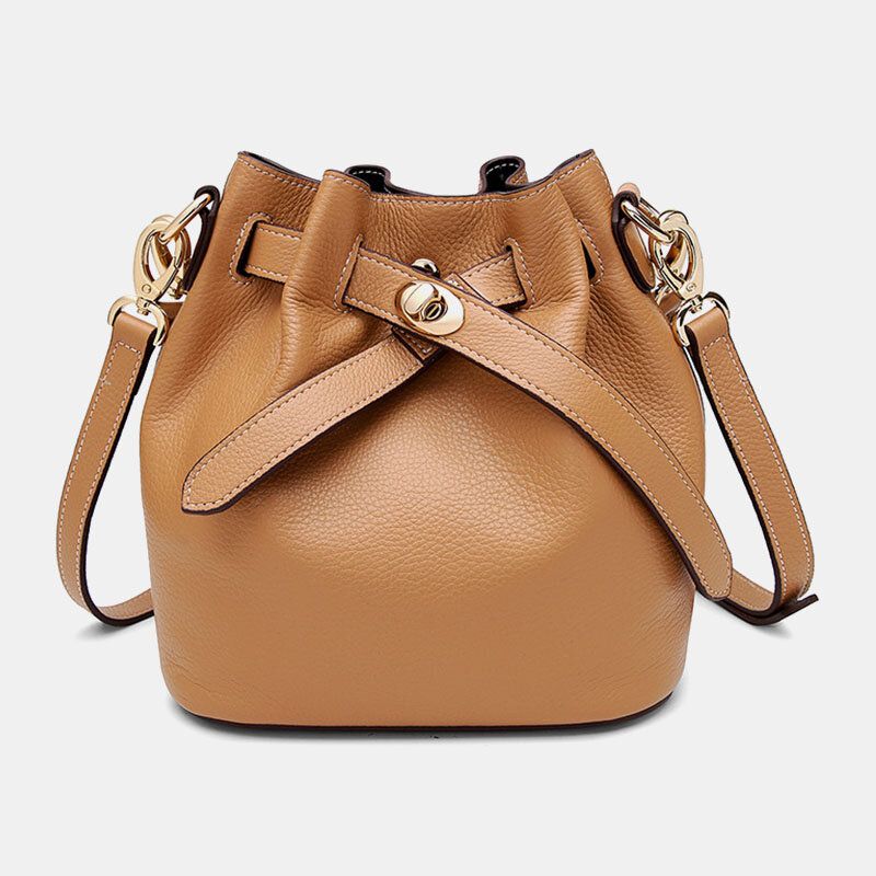 Piel De Vaca De Cuero Genuino Para Mujer Casual Elegante Bolso De Hombro Múltiple Bolso Bandolera Bolso De Cubo