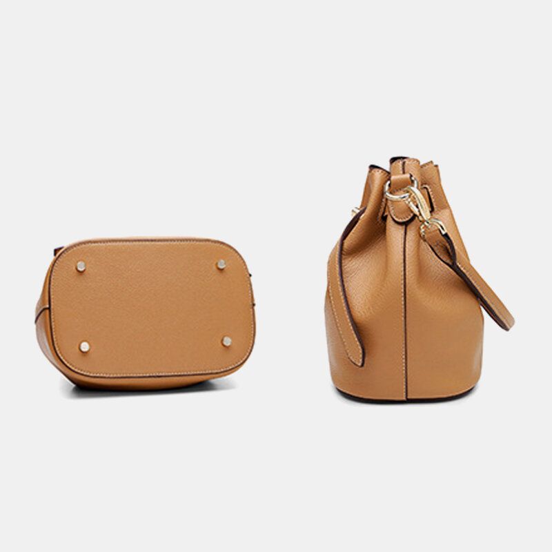 Piel De Vaca De Cuero Genuino Para Mujer Casual Elegante Bolso De Hombro Múltiple Bolso Bandolera Bolso De Cubo