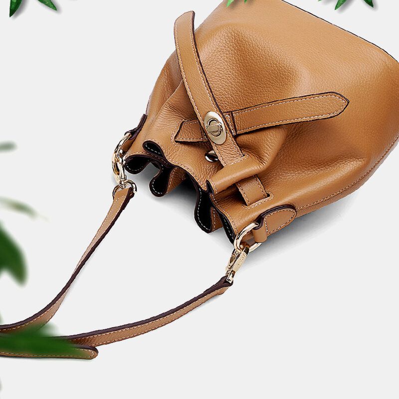 Piel De Vaca De Cuero Genuino Para Mujer Casual Elegante Bolso De Hombro Múltiple Bolso Bandolera Bolso De Cubo