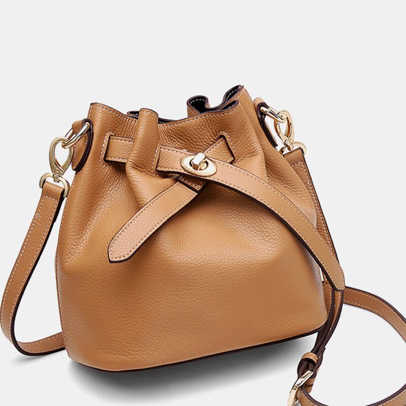 Piel De Vaca De Cuero Genuino Para Mujer Casual Elegante Bolso De Hombro Múltiple Bolso Bandolera Bolso De Cubo