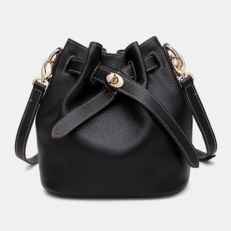 Piel De Vaca De Cuero Genuino Para Mujer Casual Elegante Bolso De Hombro Múltiple Bolso Bandolera Bolso De Cubo