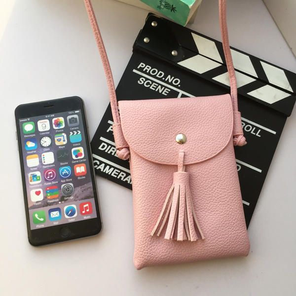 Tassel Portable Pu Leather Phone Bag Bolsos De Hombro Bolsos Cruzados