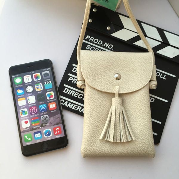 Tassel Portable Pu Leather Phone Bag Bolsos De Hombro Bolsos Cruzados