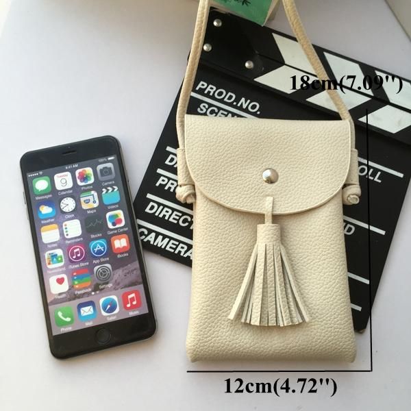 Tassel Portable Pu Leather Phone Bag Bolsos De Hombro Bolsos Cruzados