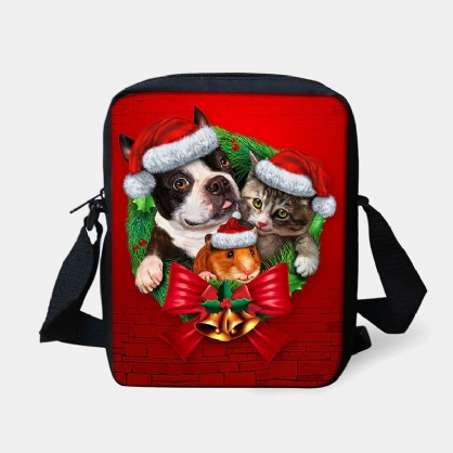 Unisex Niño Navidad Lindo Perro Gato Animal-print Bolso Bandolera Pequeño