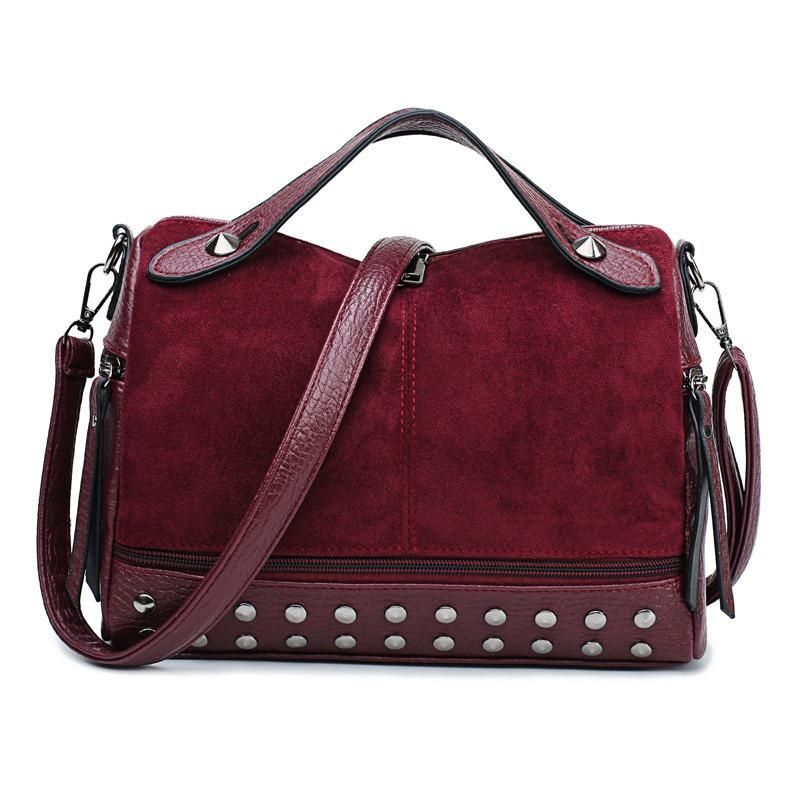 Vintage Rivet Boston Bag Bolso Bandolera Para Mujer