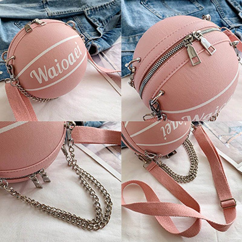 Wonmen Diseño Único Aspecto De Baloncesto Bolso De Mano De Color Sólido Bolso De Hombro Ajustable De Moda Bolso Cruzado