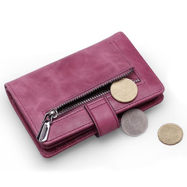 12 Ranuras Para Tarjetas Mujer Cuero Genuino Minimalista Elegante Cartera Corta Tarjetero Monedero