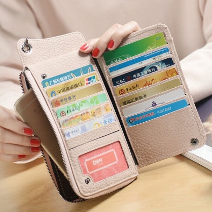 13 Ranuras Para Tarjetas Estuche Para Teléfono Celular Con Billetera Pu De Gran Capacidad Para Mujeres