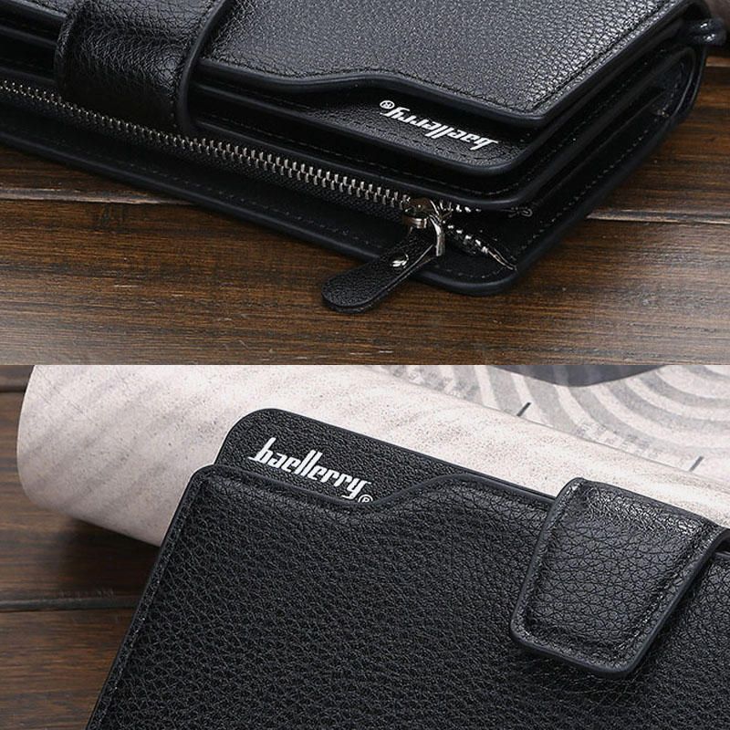 Baellerry Fashion Long Zipper Wallet Clutches Bag Bolsa De Teléfono Para Hombres