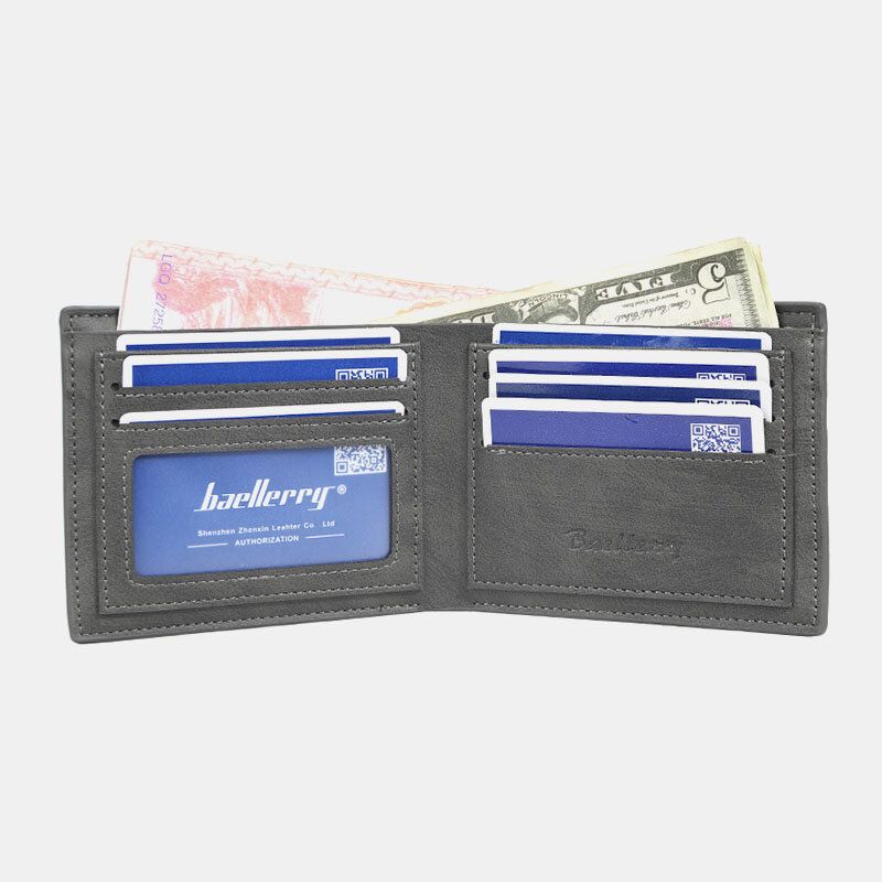 Baellerry Hombres Pu Cuero Ranura Para Múltiples Tarjetas Casual Thin Money Clip Portatarjetas Cartera