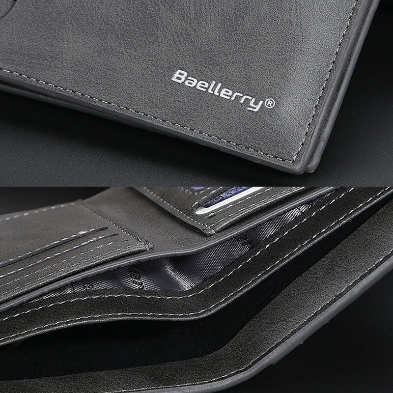 Baellerry Hombres Pu Cuero Ranura Para Múltiples Tarjetas Casual Thin Money Clip Portatarjetas Cartera