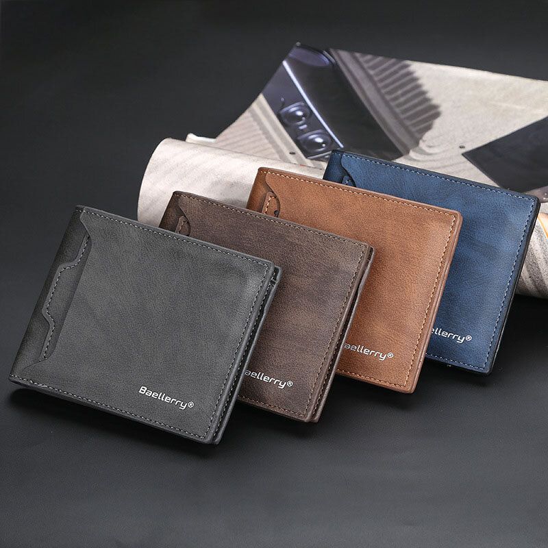 Baellerry Hombres Pu Cuero Ranura Para Múltiples Tarjetas Casual Thin Money Clip Portatarjetas Cartera