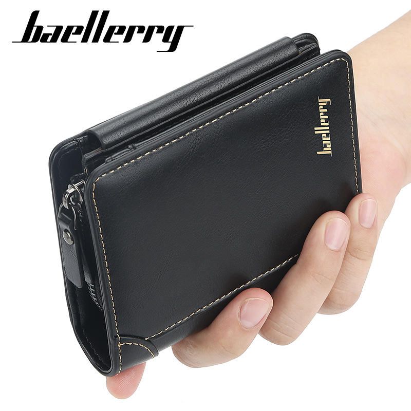 Baellerry Men Faux Leather Causal Business Zipper Monedero Monedero