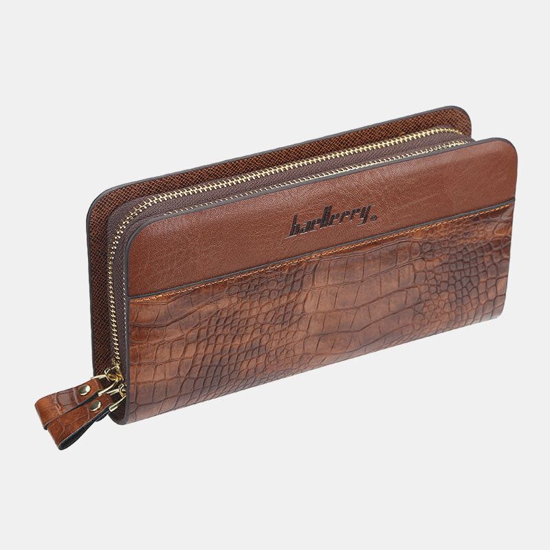 Baellerry Men Faux Leather Cremallera Larga Bolsa Para Teléfono Cartera Embragues Bolsa Para Negocios