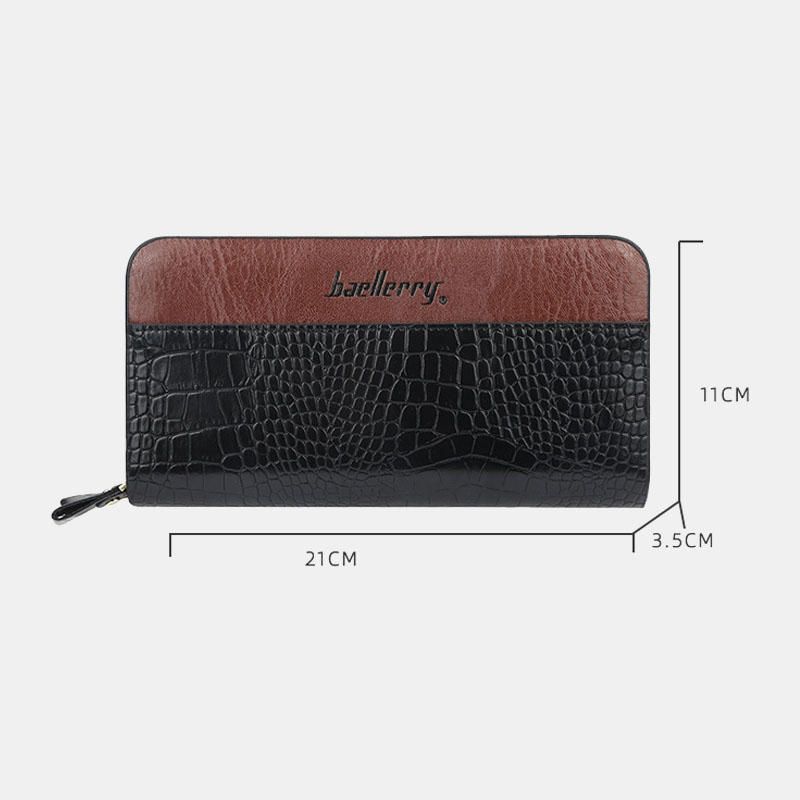 Baellerry Men Faux Leather Cremallera Larga Bolsa Para Teléfono Cartera Embragues Bolsa Para Negocios