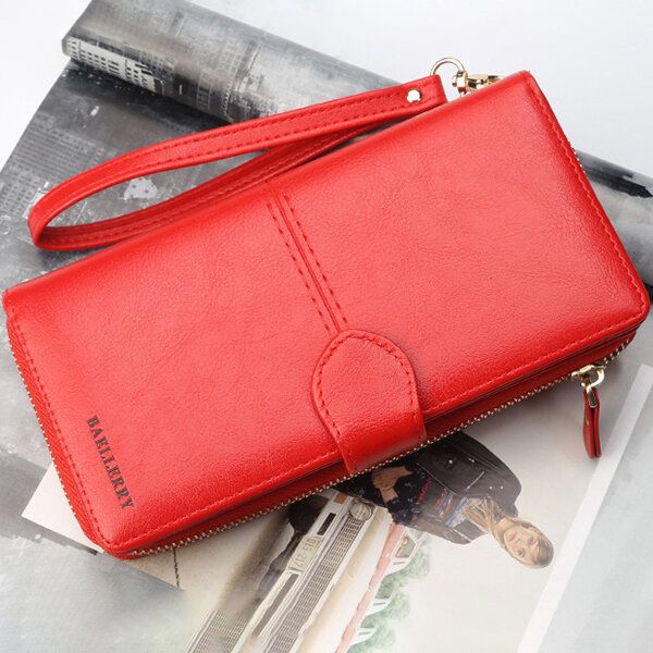 Baellerry Mujer Faux Leather Monedero De Moda De Gran Capacidad Cartera De Color Puro Bolso De Mano Titular De La Tarjeta