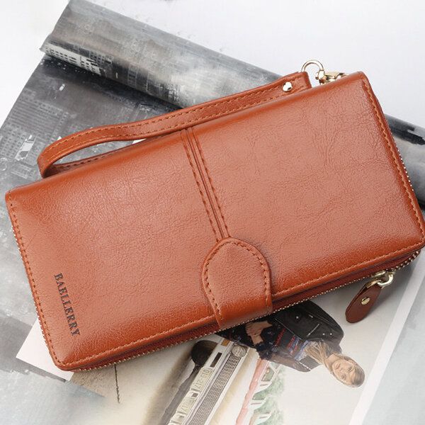 Baellerry Mujer Faux Leather Monedero De Moda De Gran Capacidad Cartera De Color Puro Bolso De Mano Titular De La Tarjeta