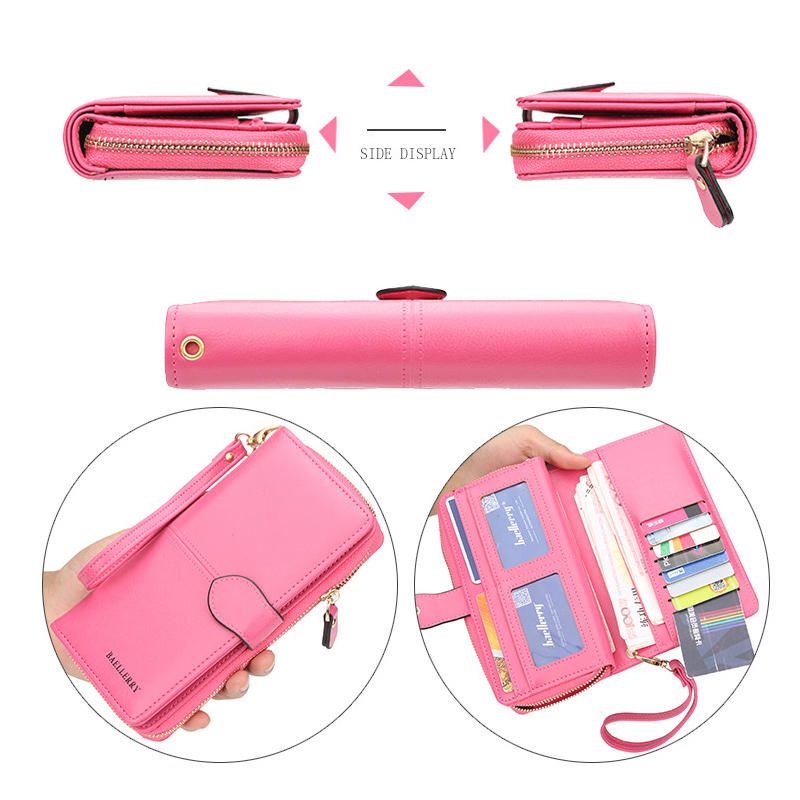 Bolso De Embrague Largo Multifuncional Cartera Con Cremallera De Gran Capacidad Portatarjetas Bolsa De Teléfono Para Mujeres