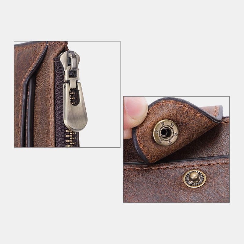 Bolso Largo Para Teléfono De Negocios Vintage De Cuero Genuino Para Hombre Bolso De Mano Con Billetera Fina