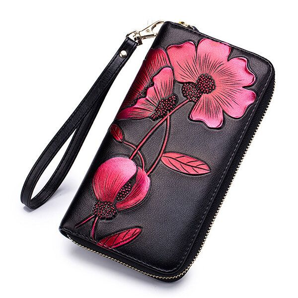 Bolso De Mano Floral Bohemio Con Bloqueo Rfid Para Mujer 8 Ranuras Para Tarjetas Monedero Billetera Larga