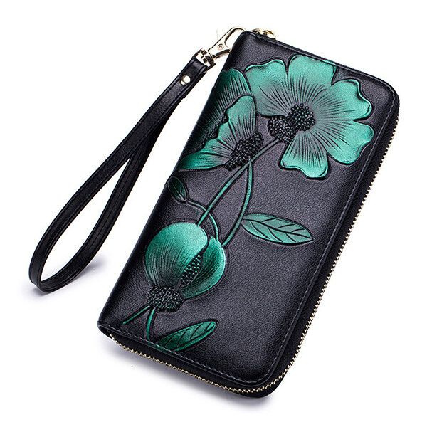 Bolso De Mano Floral Bohemio Con Bloqueo Rfid Para Mujer 8 Ranuras Para Tarjetas Monedero Billetera Larga