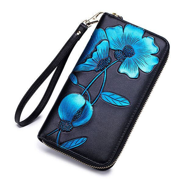 Bolso De Mano Floral Bohemio Con Bloqueo Rfid Para Mujer 8 Ranuras Para Tarjetas Monedero Billetera Larga