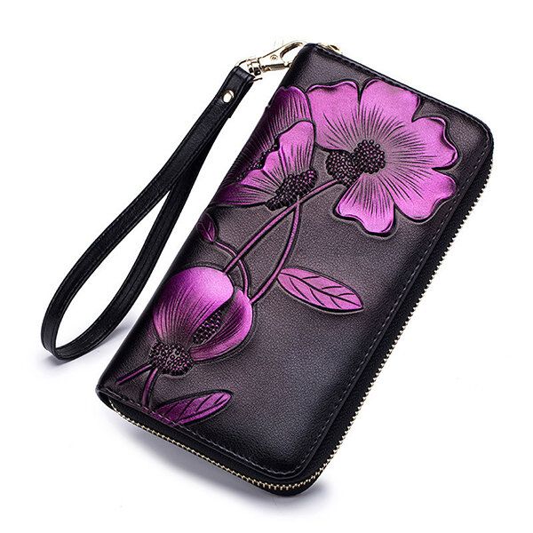 Bolso De Mano Floral Bohemio Con Bloqueo Rfid Para Mujer 8 Ranuras Para Tarjetas Monedero Billetera Larga