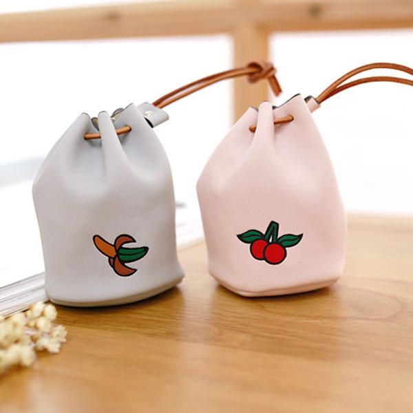 Bolso De Monedas Con Estampado De Frutas De Cuero Pu Para Mujer