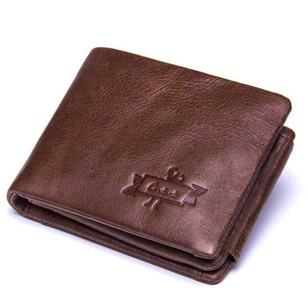 Bolso De Monedas Multifuncional De Gran Capacidad De Cuero Genuino Para Hombre 10 Ranuras Para Tarjetas Billetera Triple