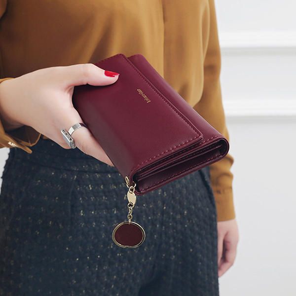 Bolso De Teléfono De Moda Para Mujer Cuero Artificial Cartera Larga Multifuncional 9 Ranuras Para Tarjetas Bolso De Mano