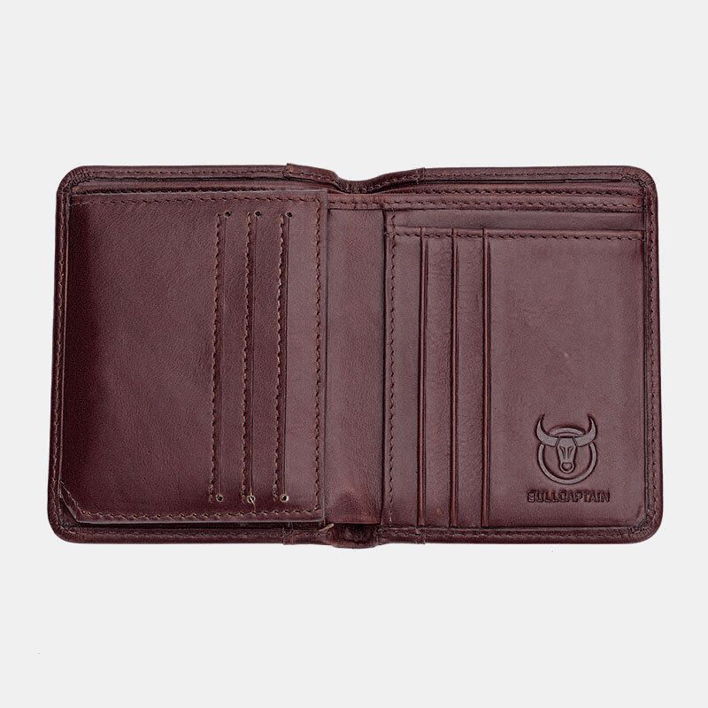 Bullcaptain Rfid Antimagnético Vintage Cartera De Cuero Genuino Con 9 Ranuras Para Tarjetas