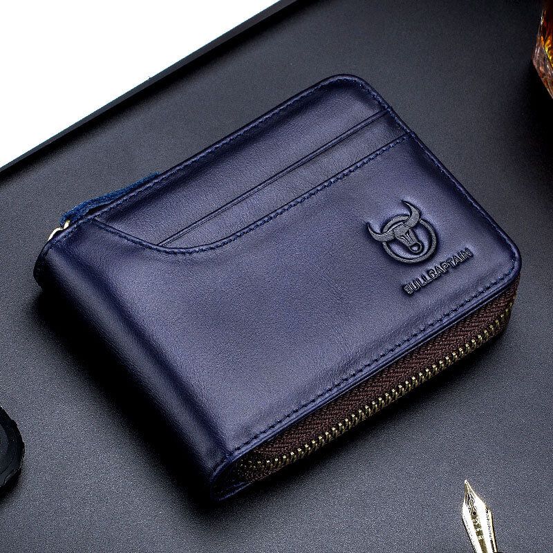 Bullcaptain Zip Around Wallet Rfid Bloqueo Cartera De Cuero Segura Para Hombre