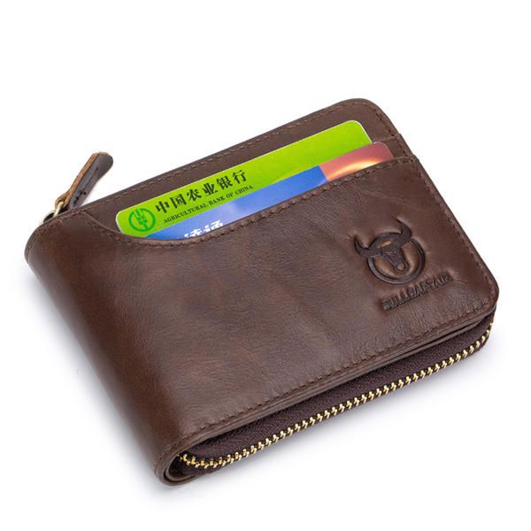 Bullcaptain Zip Around Wallet Rfid Bloqueo Cartera De Cuero Segura Para Hombre