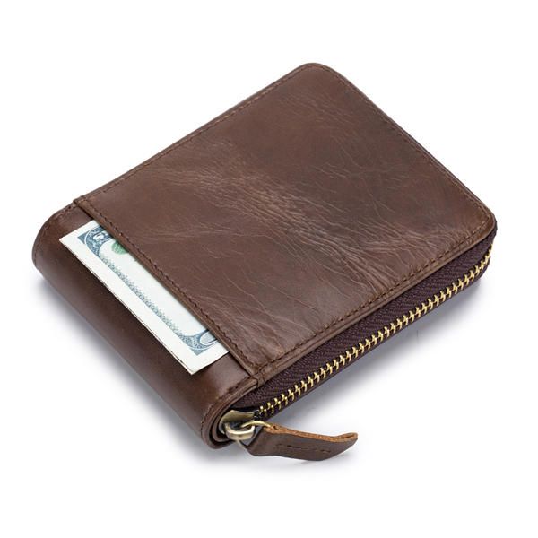 Bullcaptain Zip Around Wallet Rfid Bloqueo Cartera De Cuero Segura Para Hombre