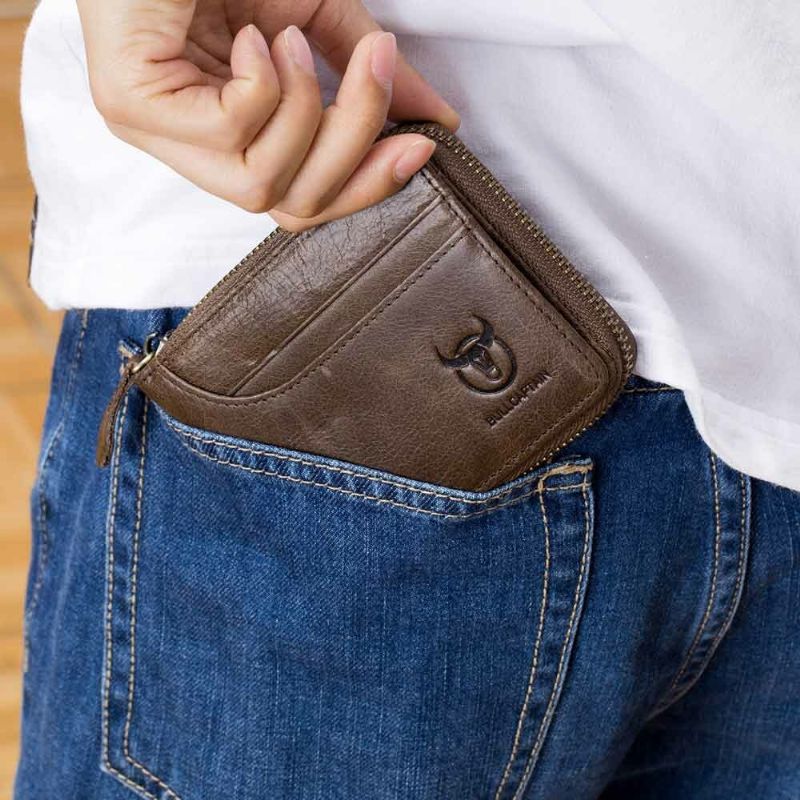 Bullcaptain Zip Around Wallet Rfid Bloqueo Cartera De Cuero Segura Para Hombre