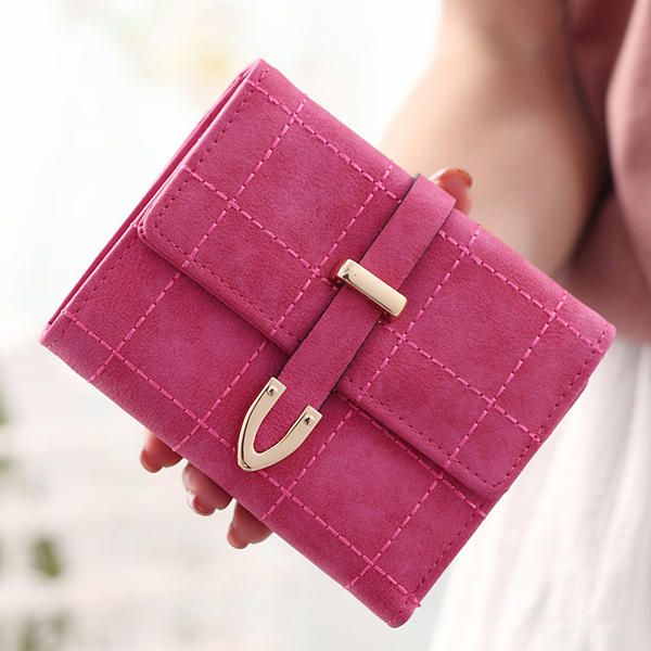 Cartera De 3 Pliegues Para Mujer Cartera Corta De Cuero De Pu Monedero