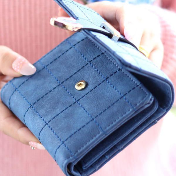 Cartera De 3 Pliegues Para Mujer Cartera Corta De Cuero De Pu Monedero